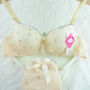 

Underwire Bra Set Dots Push-up Underwear Brassiere 32-36B 3/4 Cup