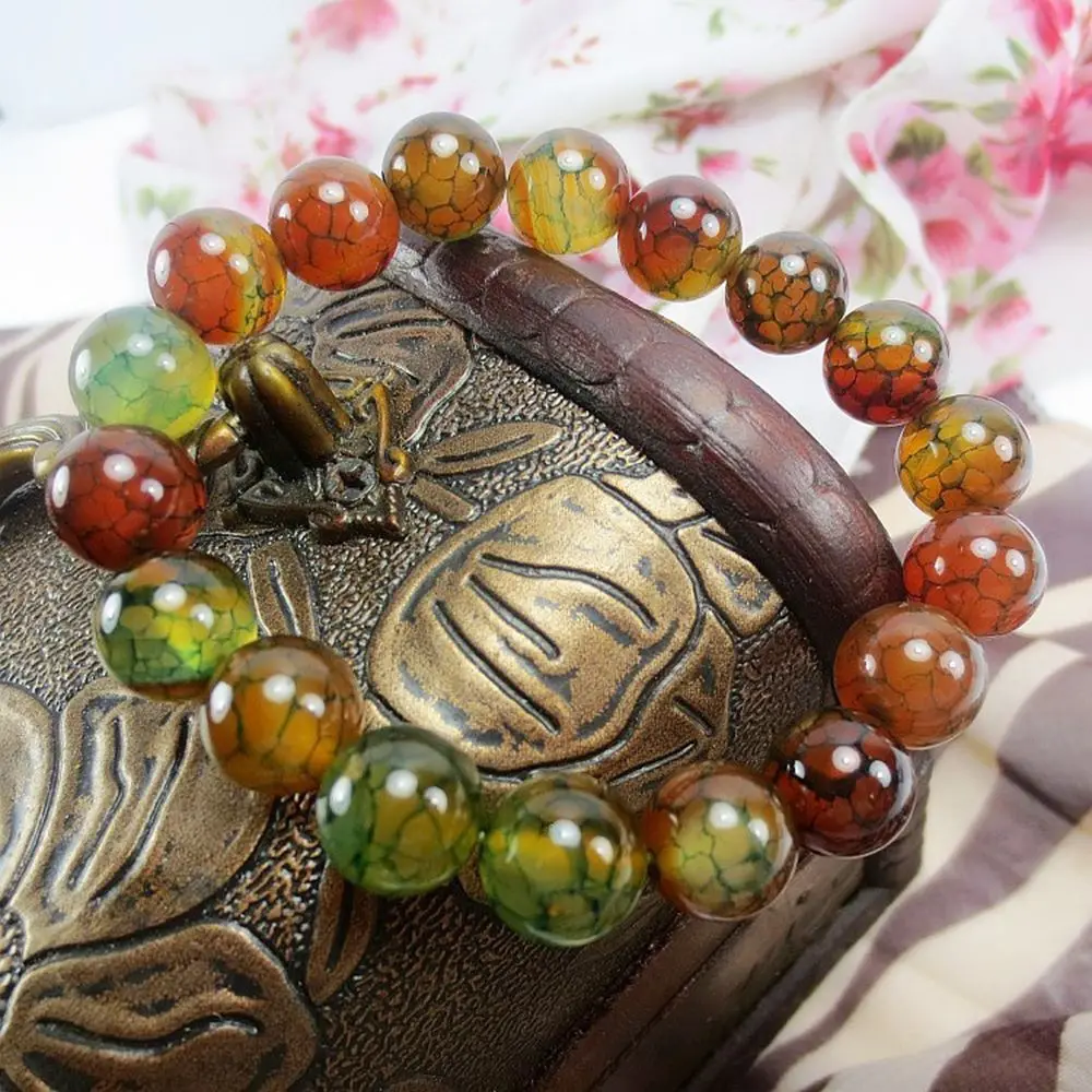 

Natural Peacock Dragon Wavy Crack Lines Stone Beads Bracelet Elastic Bracelet Jewelry Making Diy Necklace Bracelet