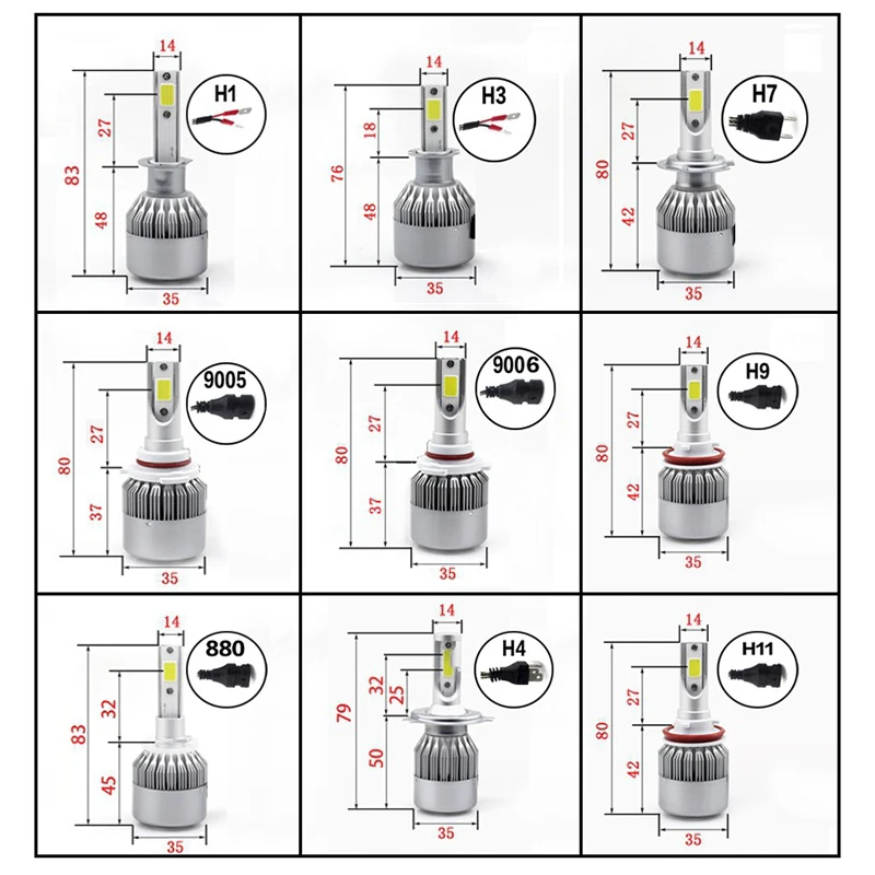 2 шт. C6 h4 светодиодный Автомобильные фары h7 светодиодный 36 Вт COB H1 H3 H4 H7 H11 9005 9006 9012 светильники Противотуманные огни автомобиля для укладки волос