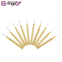 Ангелы 60 шт. деревянная ручка крючком иглы для связывания микро кольца/петля иглы для наращивания волос, наращивание волос/инструменты для париков
