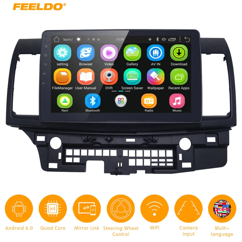 Excellent FEELDO 10inch Bigger HD Screen Android 6.0 Quad Core Car Media Player With GPS Navi Radio For  Mitsubishi Lancer EX #MX5269 0