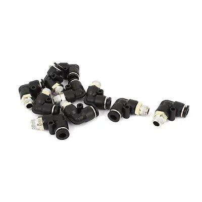 

10 Pcs Pneumetic 6mm to 1/8" PT Male Thread One Touch Elbow Quick Fittings Black