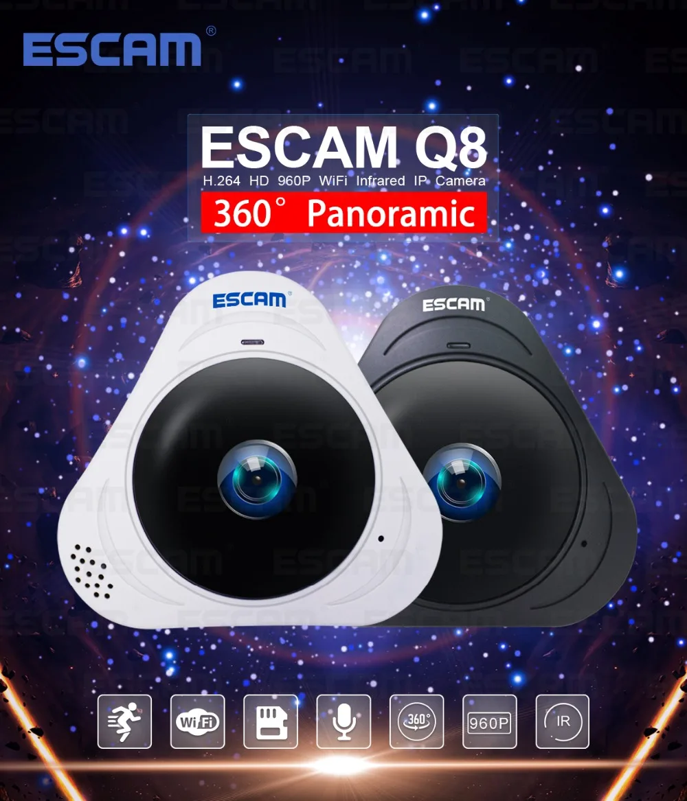 

ESCAM Q8 960P 360 Degree Panoramic IP Camera With Hotspot AP Mode
