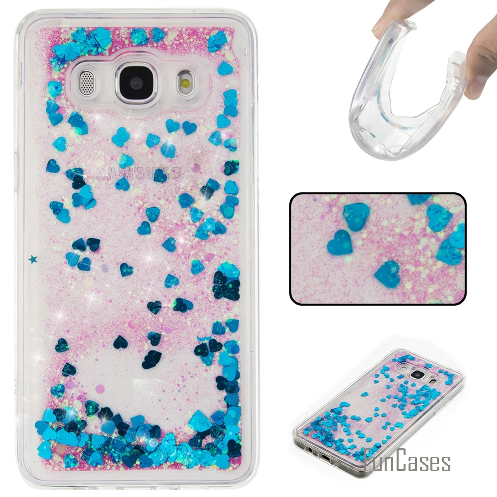 Coque Bling Love Heart Stars Мягкий ТПУ чехол для телефона samsung Galaxy J5 2016 Funda Quicksand s J500F |