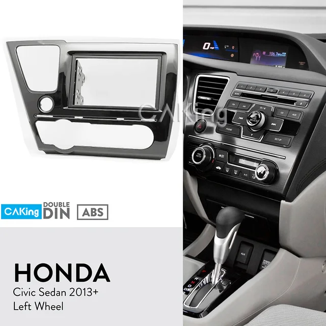 Double Din Car Fascia Radio Panel for Honda Civic Sedan 2013 Left Wheel Adapter Frame Dash Kit Mount Bezel Facia Plate Trim AliExpress