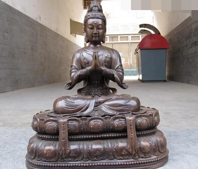 

xd 002557 100% pure bronze Tibet lotus flower Bodhisattva Kwan-Yin Guan Yin Buddha Statue