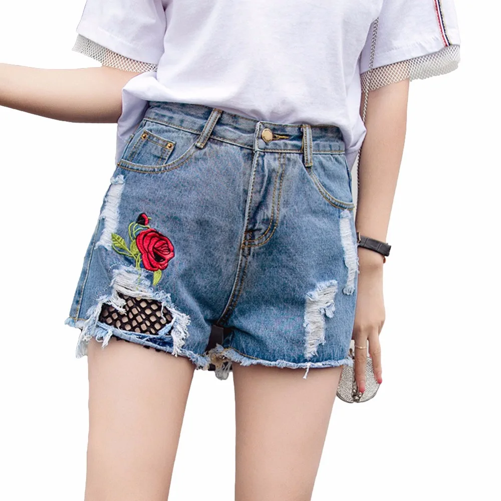 Autumn 2018 Flowers Embroidered Jeans Woman Pants Denim