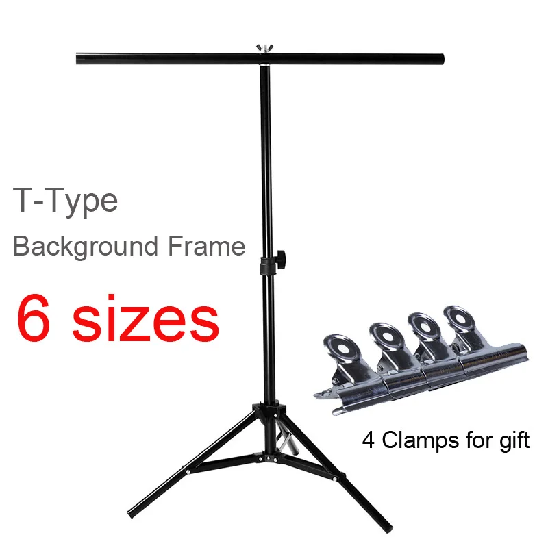 Фотостудия металлический Т-образный задний фон рамка задний фон из ПВХ держатель Подставка для фотографии с 4 зажимами