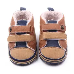 2017 зимние новорожденного для маленьких мальчиков Обувь Теплые Впервые Уокер Младенцы Обувь для мальчиков противоскользящие Сапоги и