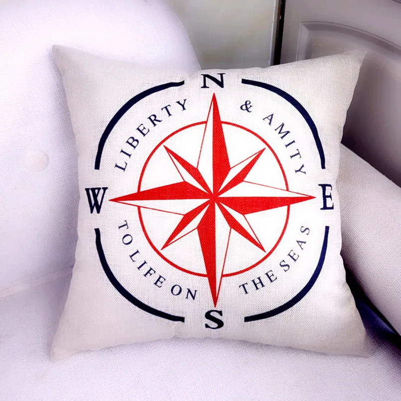Mediterranean Navigation Cushion Cover Boats Anchors Compass Pillowcase Decorative for Sofa Seat