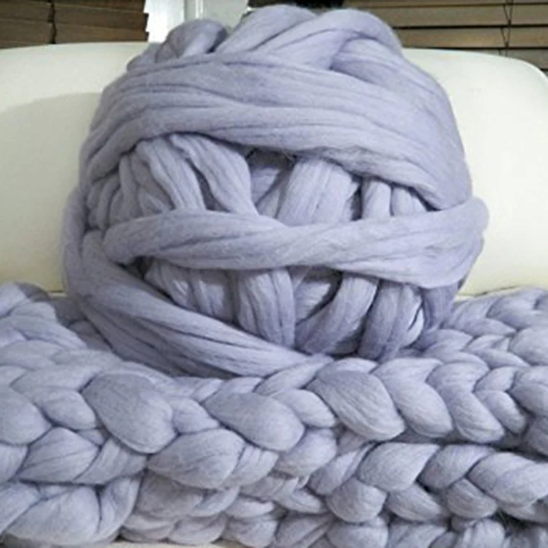 

500g DIY Hand Knit Crocheting Hat Scarf Knitting Chunky Wool Roving Yarn Super Soft Big Merino Wool Yarn Arm Knitting Blanket