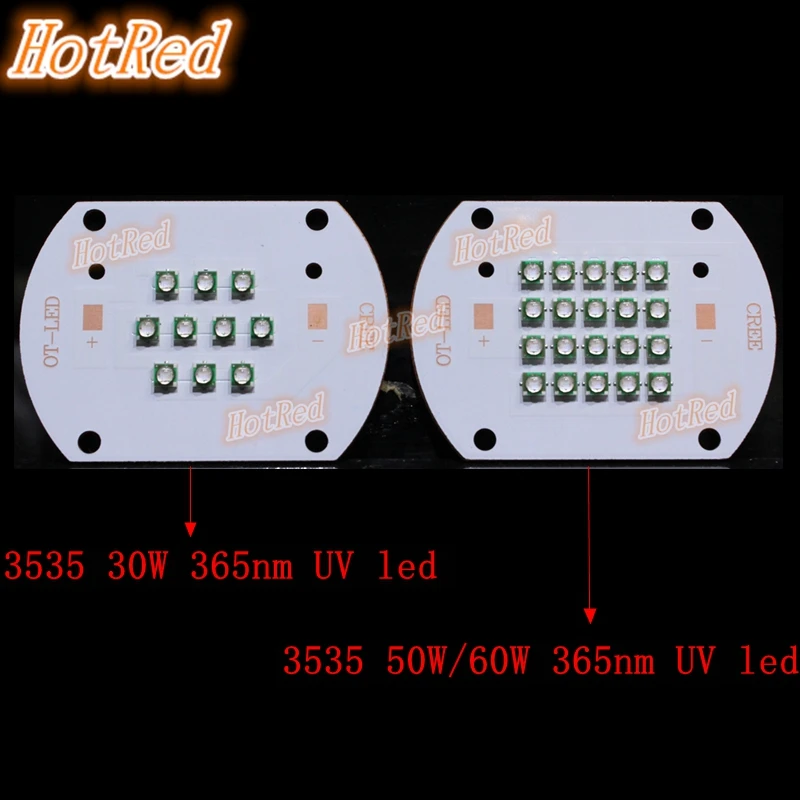 1 шт. 5 шт. 3535 30 Вт 50 Вт высокой мощности УФ 365nm 385nm 395nm 45MIL высокой мощности Фиолетовый светодиодный свет лампы для УФ-клей сушка чернила