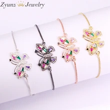 10 шт., модные регулируемые радужные бабочки для женщин девочек циркония Красочные CZ браслеты для вечеринок горка браслет из цепочек