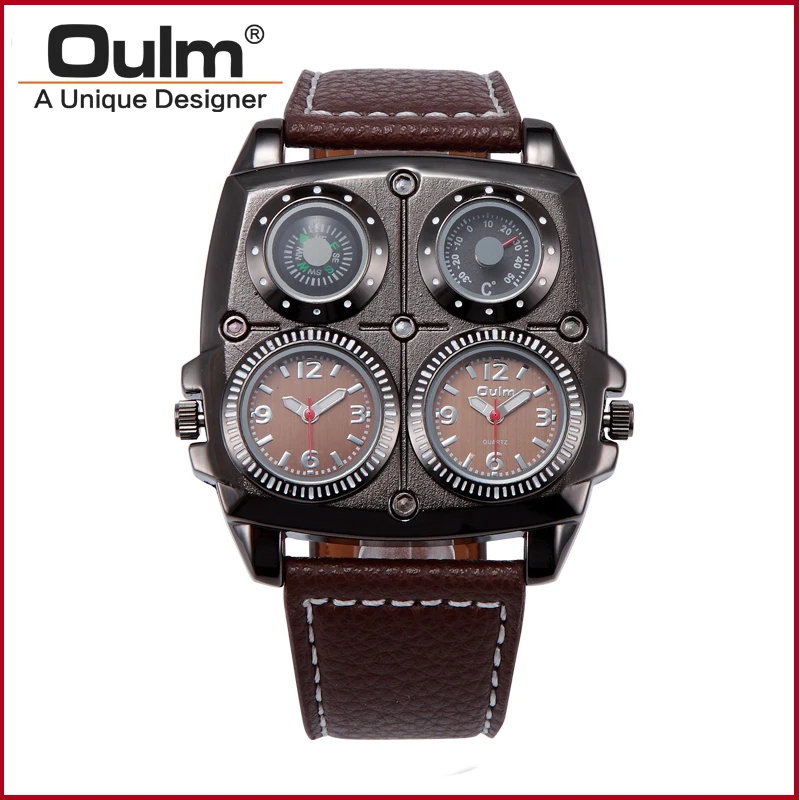 Man watches quarze watch Oulm 1140 High quality leather strap multiple time zone watches new with tags Man watches quarze watch Oulm 1140 High quality leather strap multiple time zone watches new with tags