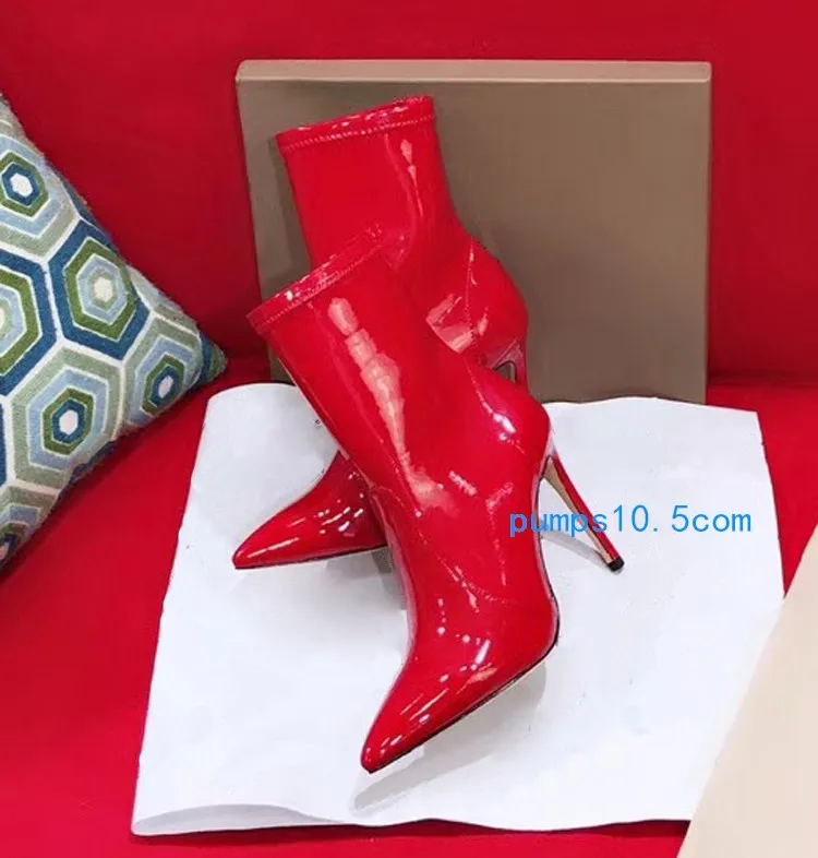 Осенне-зимняя обувь острым женская обувь модные стрейч кожа шить шпильках сапоги простые пикантные женские bootsboots - Цвет: as show     10.5com