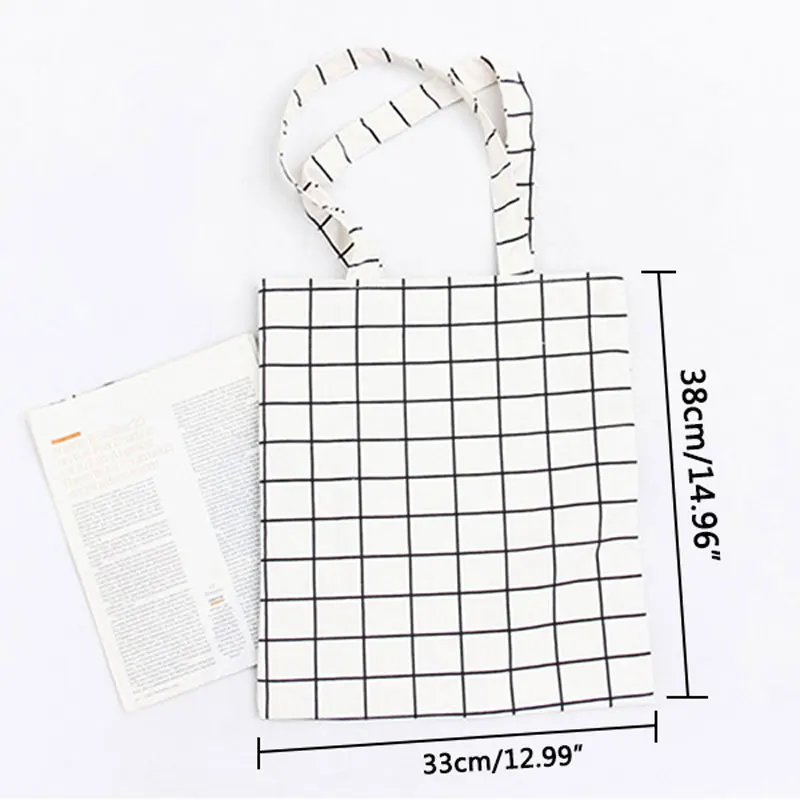 Canvas Tote Bag Casual Beach HandBag Eco Shopping Bag Daily Use Foldable Canvas Shoulder Bag Plaid Canvas Tote for Women Female Canvas Tote Bag Casual Beach HandBag Eco Shopping Bag Daily Use Foldable Canvas Shoulder Bag Plaid Canvas Tote for Women Female
