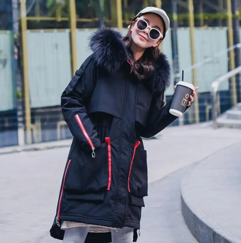 Winter new large size women's down jacket military uniforms to overcome casual cotton jacket hooded parkas outerwear