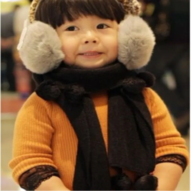 Jeseca Аксессуары для одежды осень-зима толстые теплые шарфы для детей милый шарф для девочек, для мальчиков, милые теплые воротник распродажа - Цвет: black