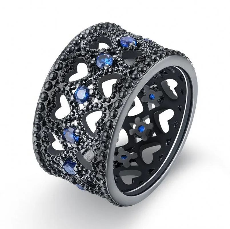 

Size 6/7/8/9 Circle Women Fashion Jewelry 10kt Balck Gold Filled Party Top Selling Cute Wedding Sparkling Engagement Band Ring