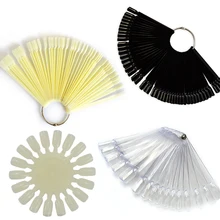 1 Set False Nail Art Tips Display Fan Designs Transparent Nature Black Color Training Palette Nails Tools Manicure SA386