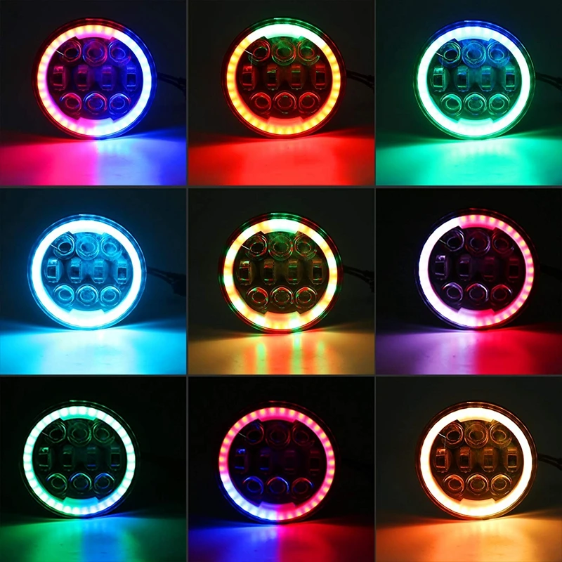 Undoeve 1 шт. 5 3/4 ''для мотоциклов 5,75 дюймов светодиодные фары с белым DRL RGB Halo Bluetooth дистанционное управление H/L луч Черный