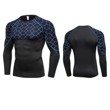 Мужская футболка для бега, компрессионные топы, футболка, быстросохнущая, дышащий Рашгард, длинный рукав, бодибилдинг, спортивная одежда, футболка для бега