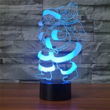 Рождество День Санта Клаус ночник 3D светодиодный атмосферная Настольная лампа с сенсорным выключателем лампа Дети Рождество освещение для подарка домашний декор