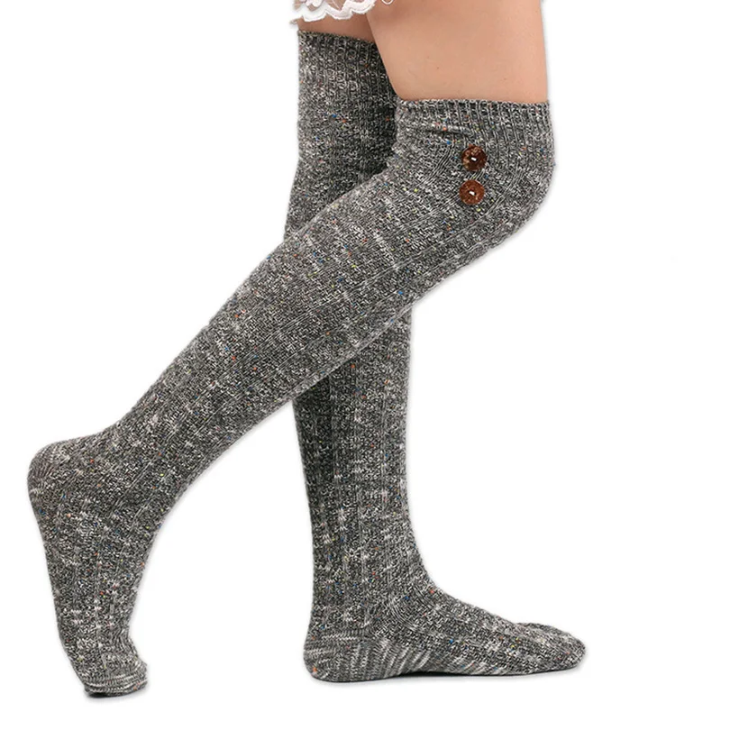 Hot 6 Colors Winter Socks Women High Quality Knitted Stockings Knee
