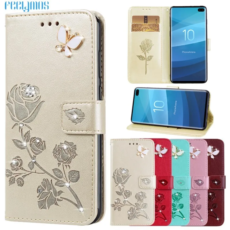 3D Блестящий кожаный чехол для samsung Galaxy S10 Plus S10E флип-Обложка A70 A30 A50 A60 M40 A20 E задняя