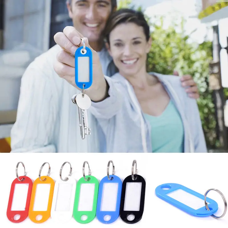 

HOT 10X Plastic Key Tags Key Rings ID Luggage Tags Name Card Label Random Color