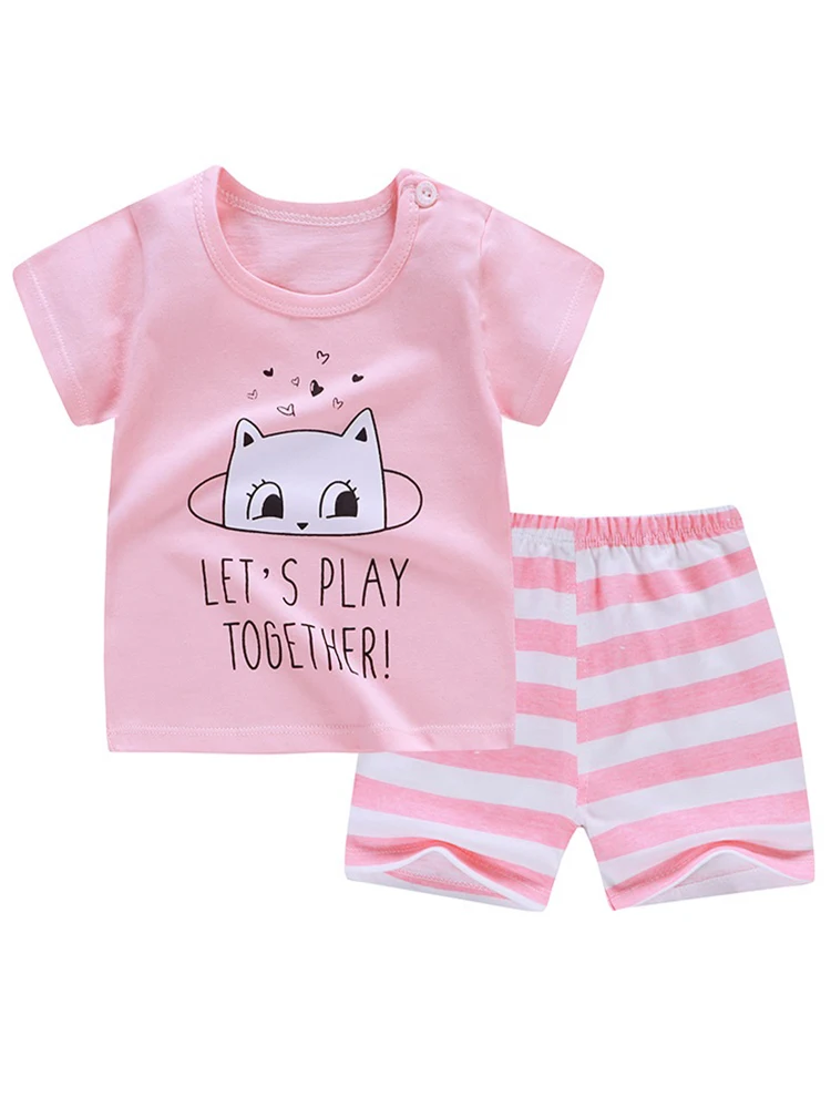 

2019 Cotton T-Shirt+Short Pants Baby Boy Girls Kids Clothing Sets Clothes Outfits Bebes Suits 6M to 7 Years Old 2 PCS Set