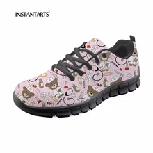 INSTANTARTS кормящих Туфли без каблуков Для женщин на весну для девочек кроссовки на шнуровке обувь 3D милый мультфильм медсестра Медведь узор женщина сетки Туфли без каблуков Zapatilla