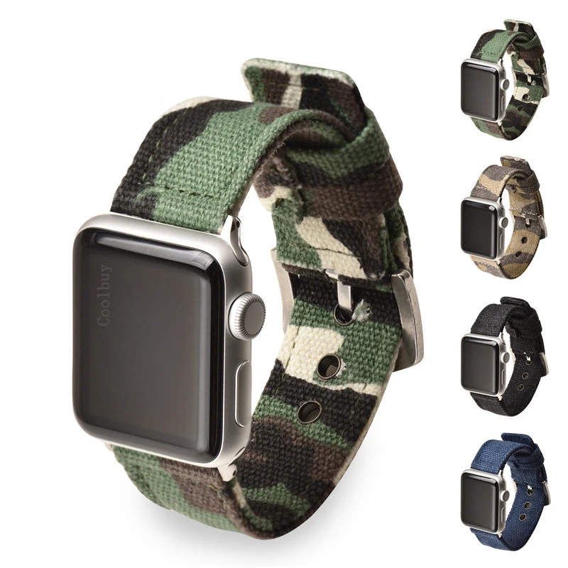 Ремешок Камуфляжный холщовый для Apple Watch Band 42 мм 38 спортивный браслет в стиле