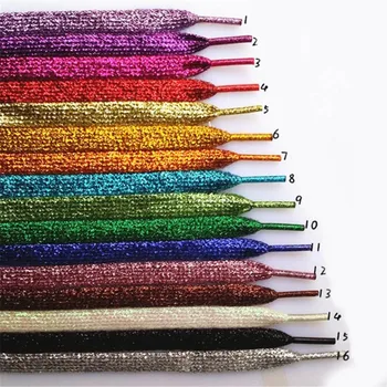 

1 pair Shiny 110cm Gold and Silver thread Sport Sneakers Flat Shoelaces Bootlaces Shoe Laces Strings