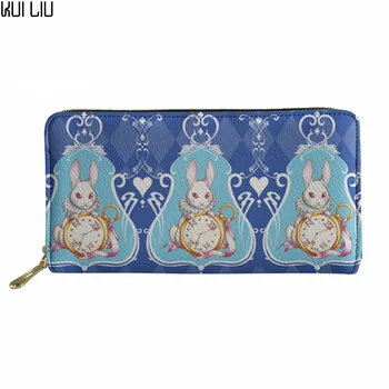 

Customized PU Leather Women Wallet Dreams of Wonderland Print Cluth Money Phone Purse Card Holder Female Change Coin Pocket