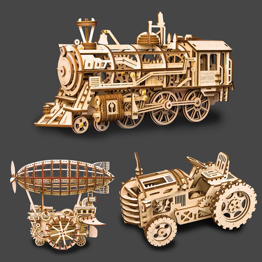 Engineering Vehicle 3D Wooden Assembly Model Puzzles Toy Kids DIY Crafts Gift 