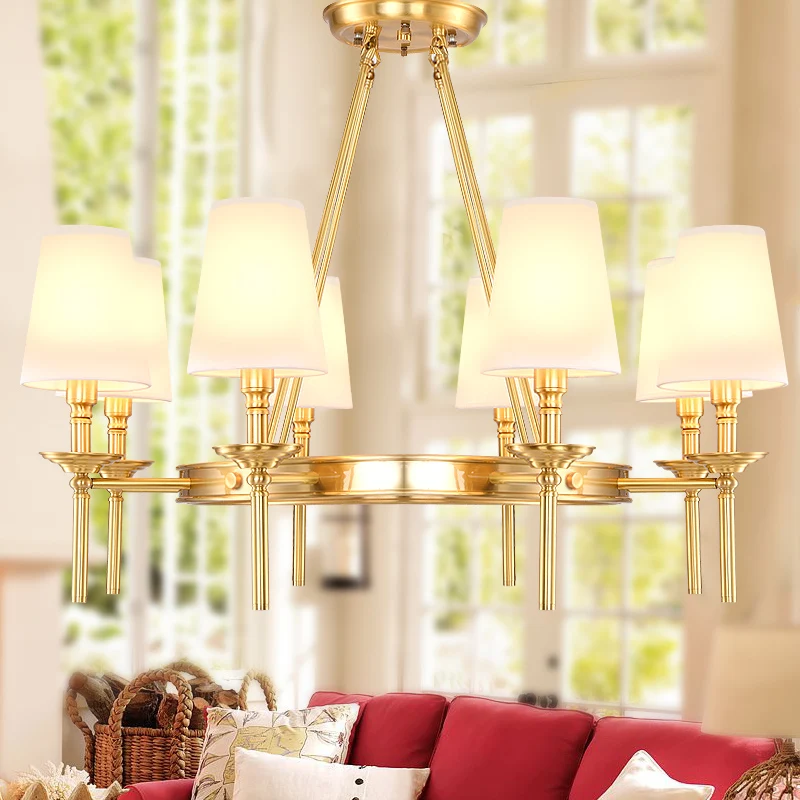 

Free shipping America 8 Arm LED chandelier light European style copper light warm white E14 lamp AC85V-240V led lamp