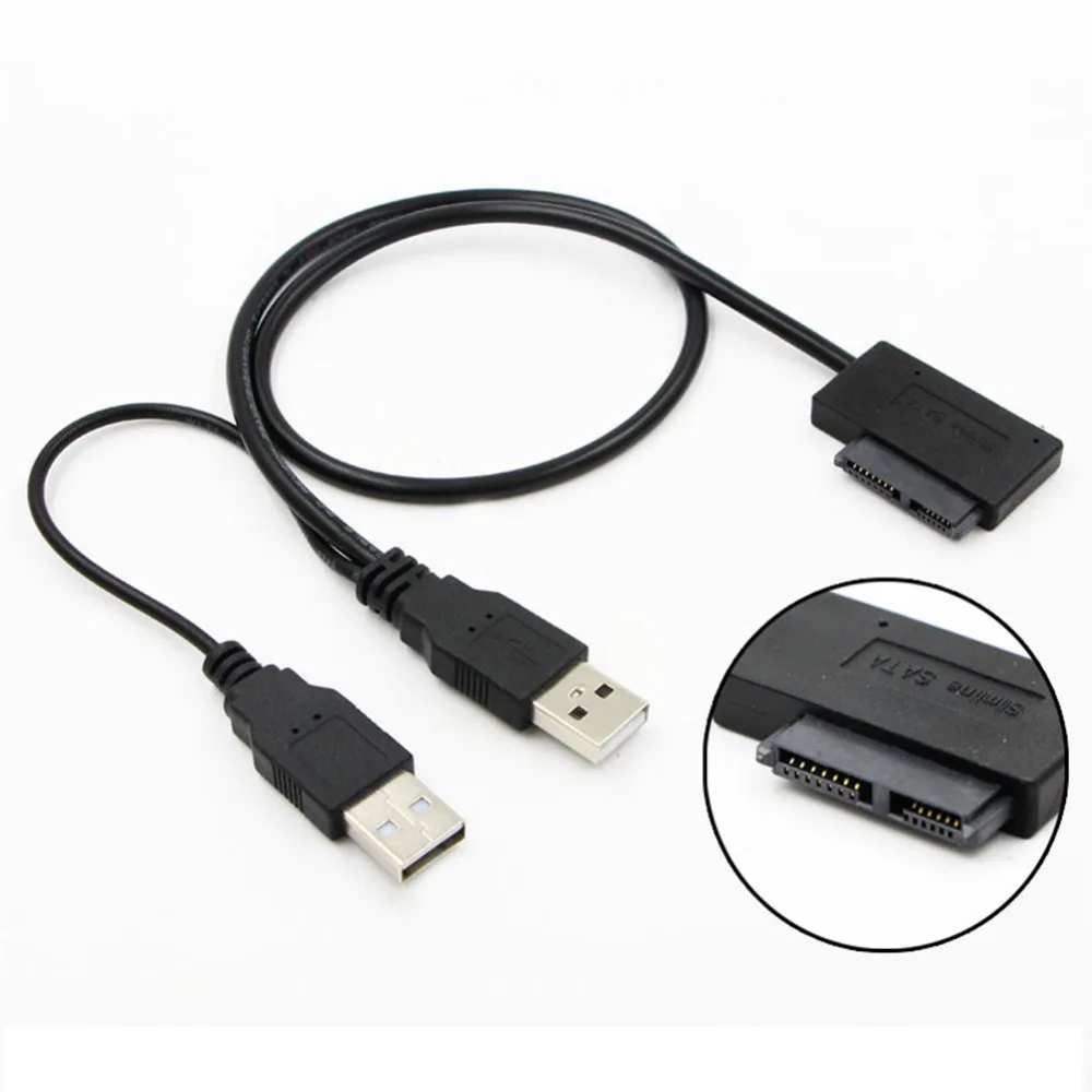 Leadzoe USB2.0 до 6 + 7 13Pin тонкий кабель SATA с кабелем питания для ноутбука CD-ROM DVD-ROM