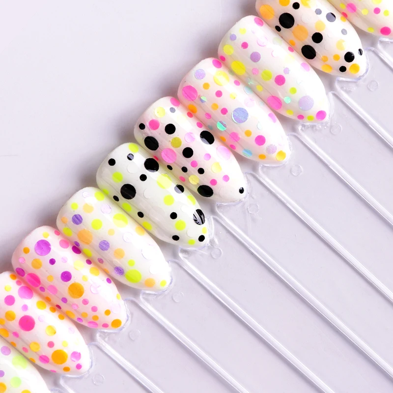 12 شبكات مختلط اللون جولة مسمار بريق رقائق 1/2/3 مللي متر 3D الترتر شىء صغير براق مسحوق سحر مسمار الفن الديكور مانيكير CHPA-F-1