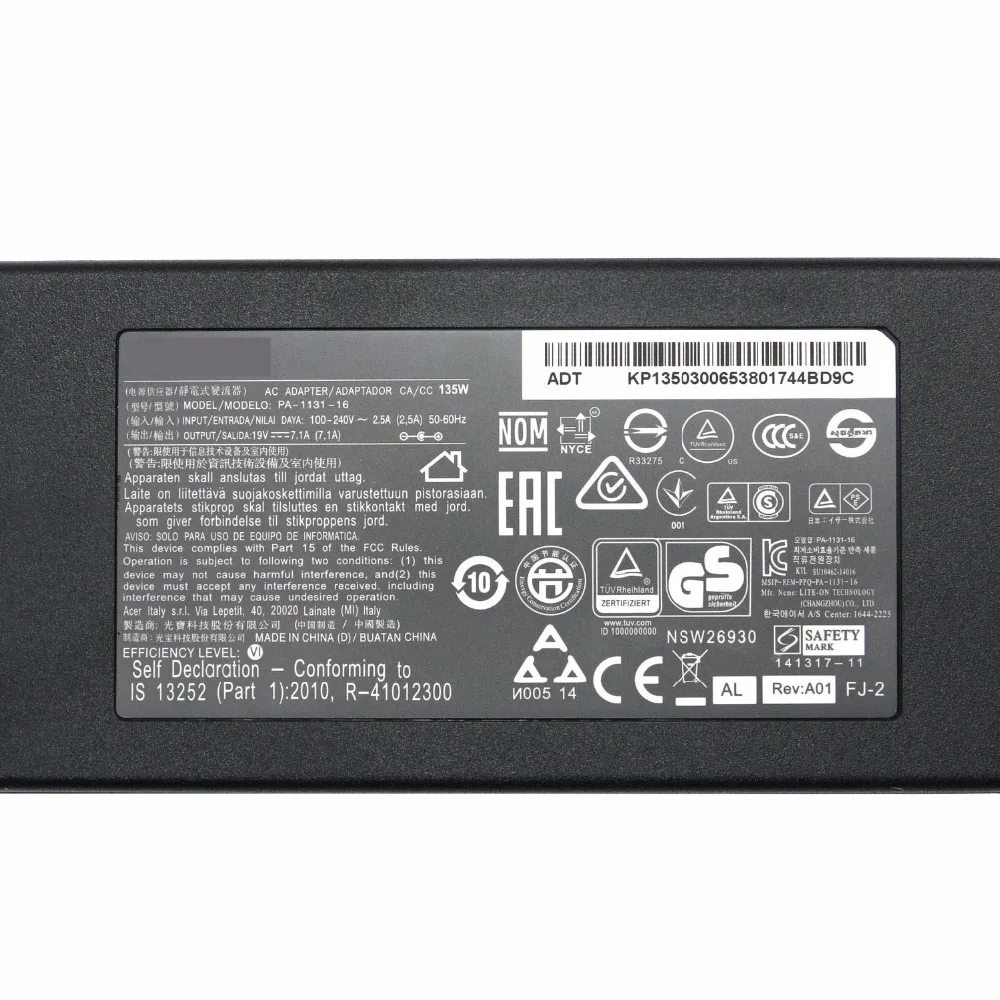Зарядное устройство для ноутбука 19 в 135 а Вт адаптер Acer Aspire V17 внешний