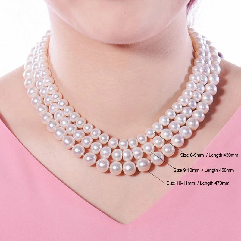 Ожерелье из настоящего пресноводного жемчуга, серебро 925 пробы для женщин, свадебное ожерелье из белого натурального жемчуга, ювелирное изделие для мамы и дочки, лучший подарок на день рождения