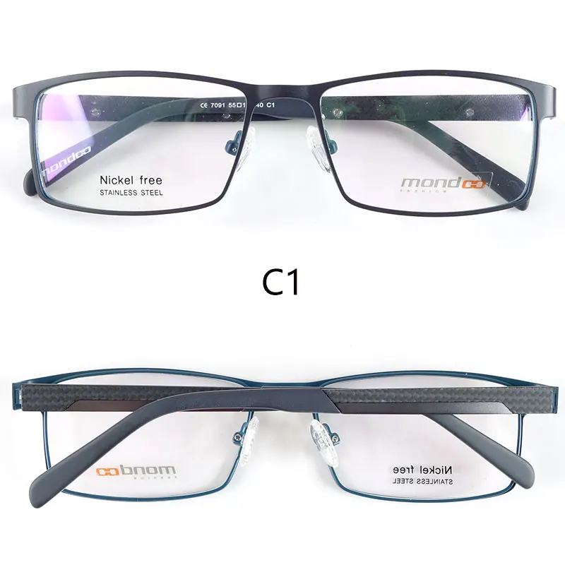 

Rectangle full rim metal glasses frames for men black/grey/stainless steel