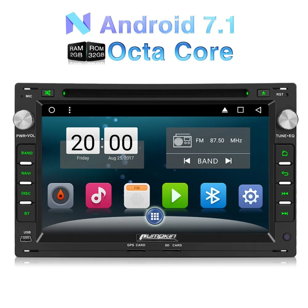 Pumpkin 2 Din 7" Android 7.1 Qcta core 2G+32G Car Stereo Audio DVD