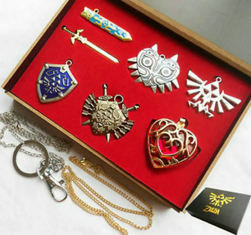 The Legend of Zelda font b Keychains b font Weapon Triforce Link Sword Shield Pendants Cosplay
