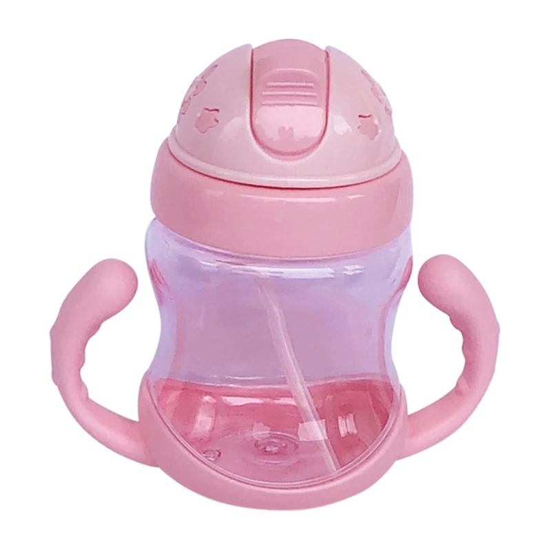 300 мл детские бутылки для воды, Обучающие питанию, чашки с ручками и ремешком для новорожденных, милая мультяшная непротекающая чашка - Цвет: R