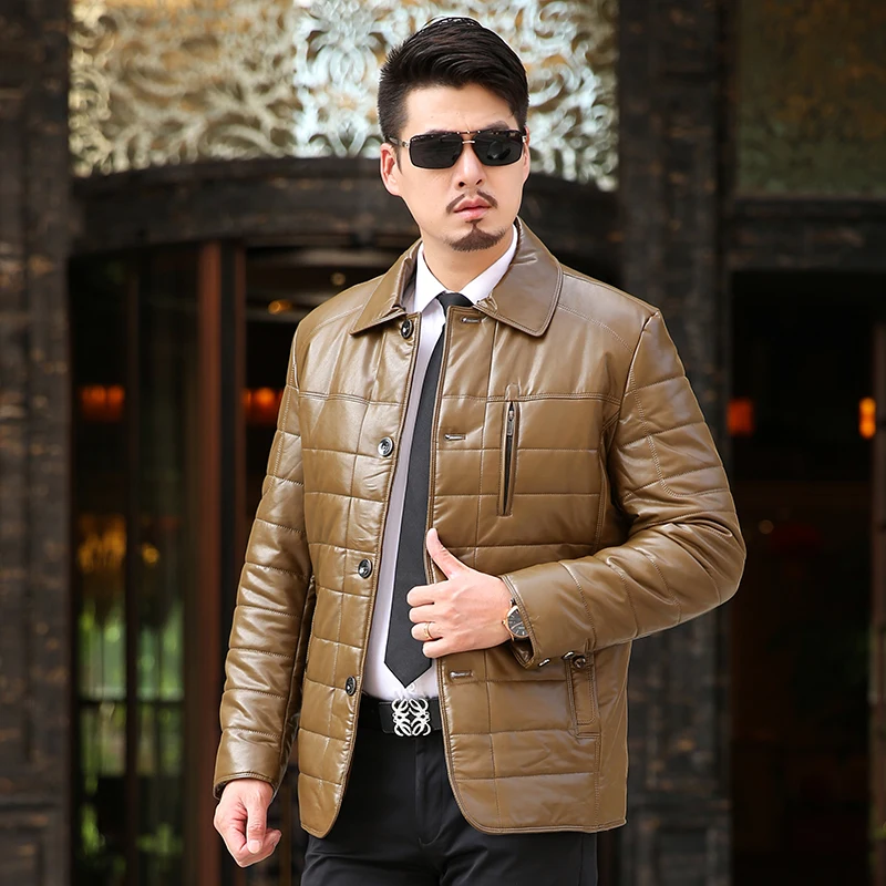 LONMMY Mens leather jackets Plus velvet thickened Winter jacket men Fake fur coat male Black Yellow Green Outerwear windbreaker