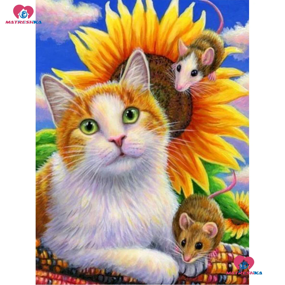 Diy Алмазная картина кошка мышь вышивка 5d Сделай Сам полностью квадратная мозаика