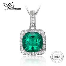 JewelryPalace Cojín 3.3ct Creado Nano Ruso Esmeralda Colgante Plata de Ley 925 de Moda Marca de Joyería Fina Sin Cadena