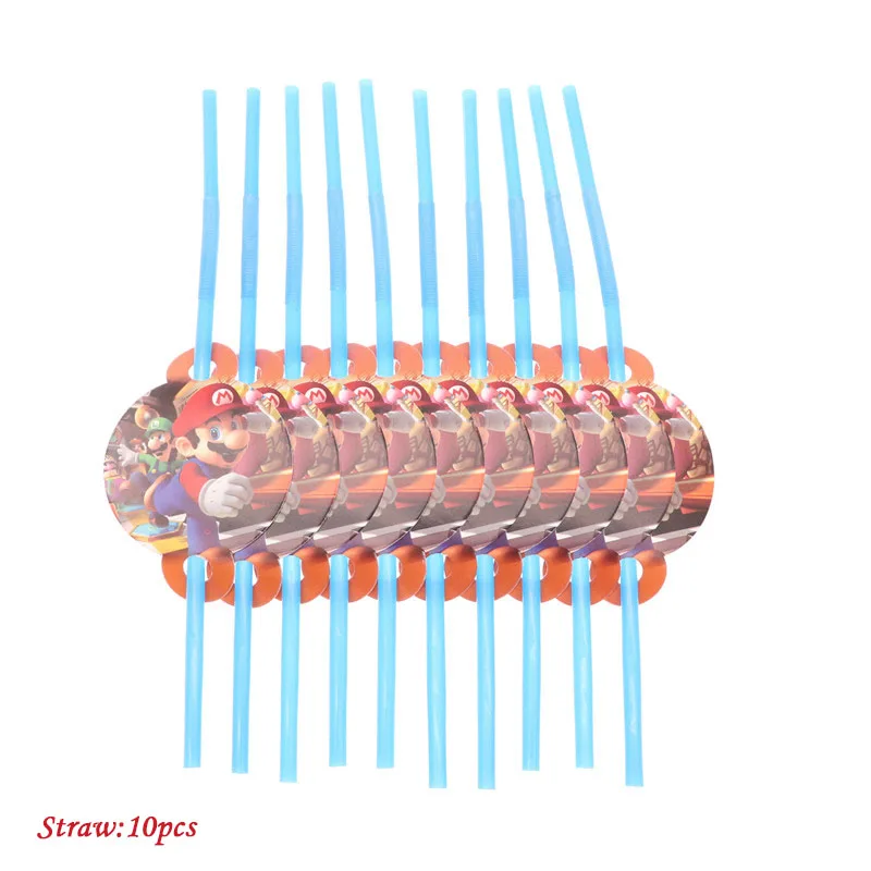 Straw10pcs Супер Марио для вечеринки 10 шт./лот для дня рождения, свадьбы для предметы домашнего обихода - Цвет: Straw10pcs