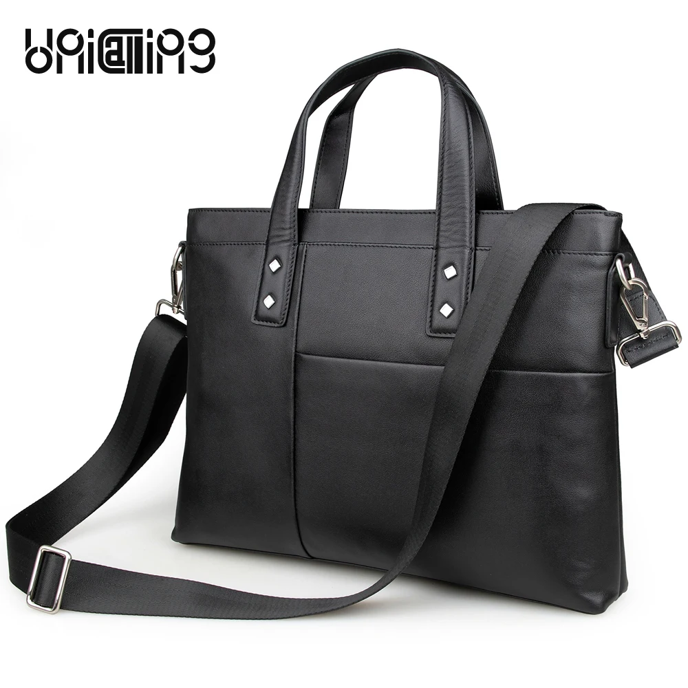

UniCalling brand fashion leather men handbag genuine leather men briefcase leather laptop messenger bag 15 inch notebook bag
